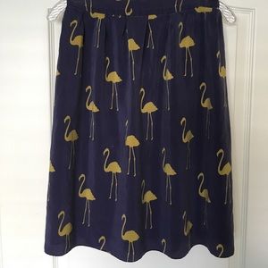 Anthropologie CHARLOTTE TAYLOR Silk Flamingo Skirt